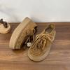 2025 Retro Round Head Lace-up Women's Shoes British Style Platform Versatile Small Fringed Loafers Women's Single Shoes Trend