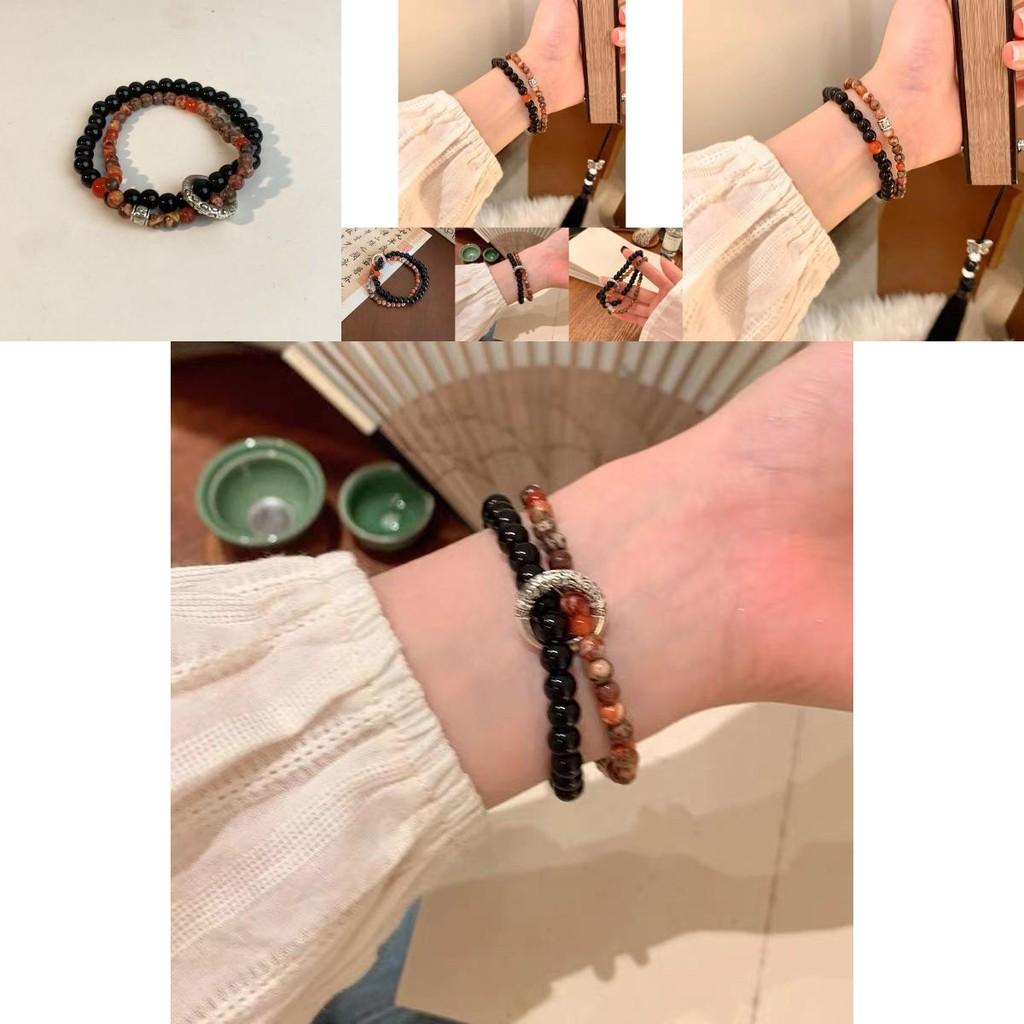 Handcrafted Geometric Beaded Bracelet With Natural Stones Unisex Vintage Ethnic Design