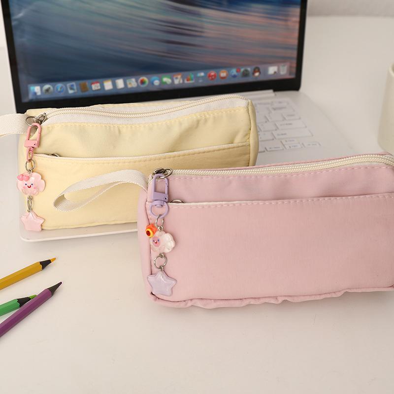New Ins Pencil Case Large Capacity Cute Stationery Bag Simple Pencil Pouch Student Coin Purse Coin Pouch Portable Makeup Bag