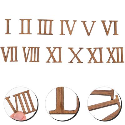 12 Pcs DIY Clock Parts Number Figures Numerals Replace Roman Accessories Wall Wood Bell for Replacement