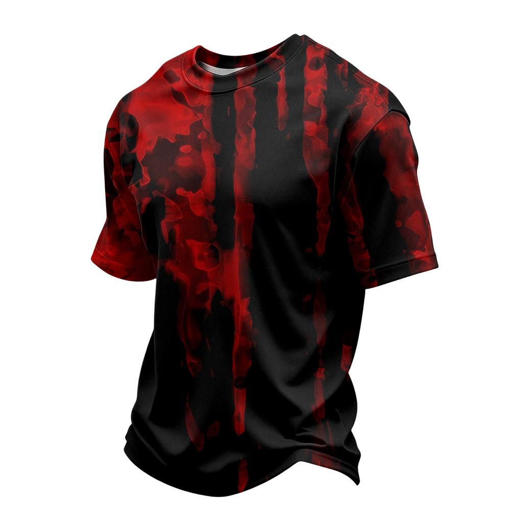 Men's Quick Dry Short Sleeve T-Shirt, Breathable Mesh Lightweight Tee with Halloween Print, Casual Round Neck Summer Top