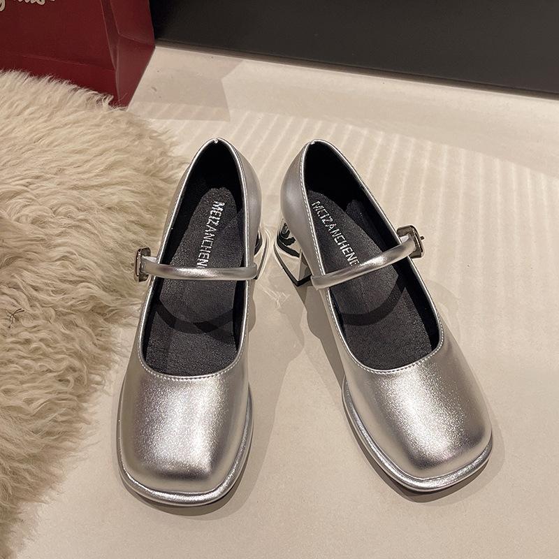 Fashion Women's Shoes French Temperament Medium Heels Single Shoe Luxury Banquet Party Shoes Mary Janes Shoes Fashion Square Head Pumps