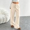 Women's Summer Color Wide Leg Pants - Casual Loose Fit Flowy Trousers with Fabric for Comfortable Daily Wear