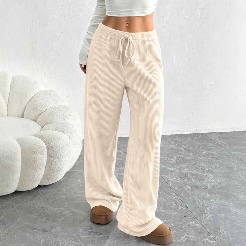 Women's Summer Color Wide Leg Pants - Casual Loose Fit Flowy Trousers with Fabric for Comfortable Daily Wear