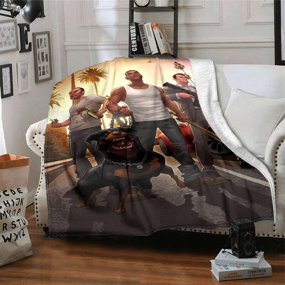 1pc Grand Theft Auto Soft Flannel Blanket with Designer Print A Cozy Blanket for All Seasons, Perfect for the Couch, Bed, Office