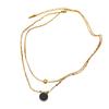 Elegant Round Charm Double Layer Necklace Titanium Steel Clavicle Chain for Women Adjustable Choker Wedding Accessory