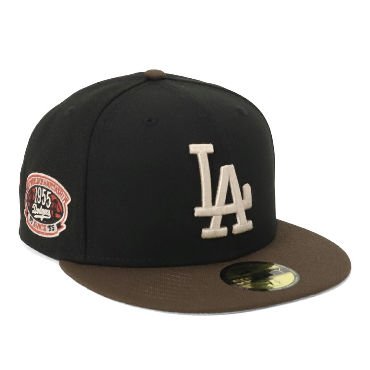 

New Era 59Fifty Side Patch LA 7 Los Angeles Dodgers Color Black Walnut Side Patch Cap, Black/Walnut, 1/2 (ONSPOTZ Exclusive) - 2-Tone