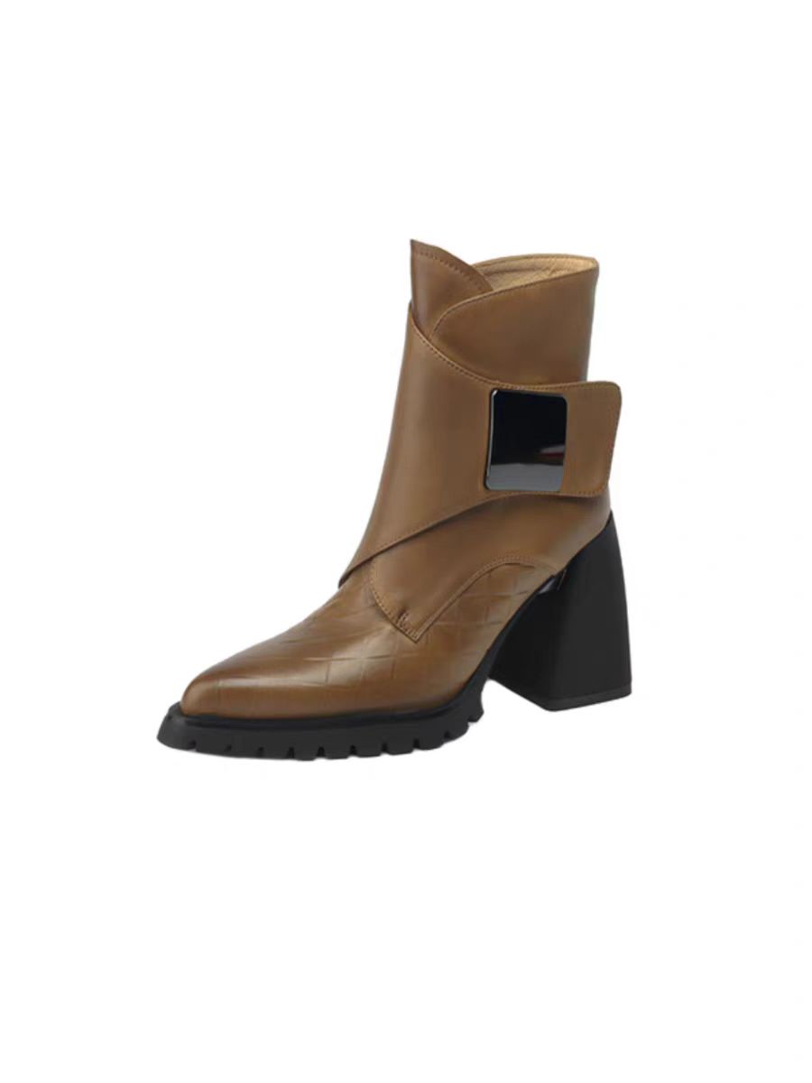 

Новые классические женские ботильоны из натуральной кожи на квадратном каблуке и платформе, черные, коричневые, для офиса, женские туфли 39