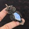 Rainbow Moonstone Pendant Copper Wire Wrapped Owl Pendant Handmade Copper Jewelry Dainty Gemstone Pendant Gift For Mom Wire Wrapping Jewelry