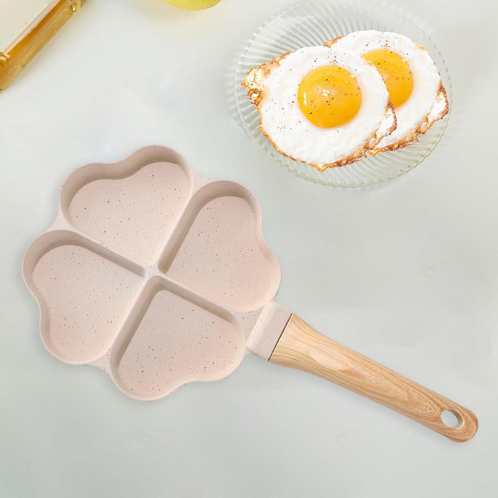 Omelet Pan Divided Egg Skillet Anti Scald Handle 4 Cup Mini Egg Cooker Pan Mini Pancake Pan for Baking Frying Steak