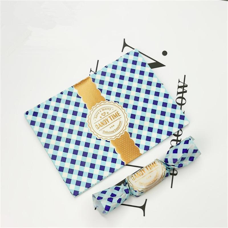 

500Pcs/lot Candy Time Printed DIY Handmade Wrappers Twisting Wax Papers Caramel Sweets Lolly Nougat Wrapping Paper 9x12.5cm синій