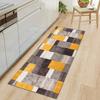 Long Kitchen Mat Black White Gray Distressed Geometric Plaid Theme Anti Slip Floor Mat Soft Wear Resistant for Kitchen Decor