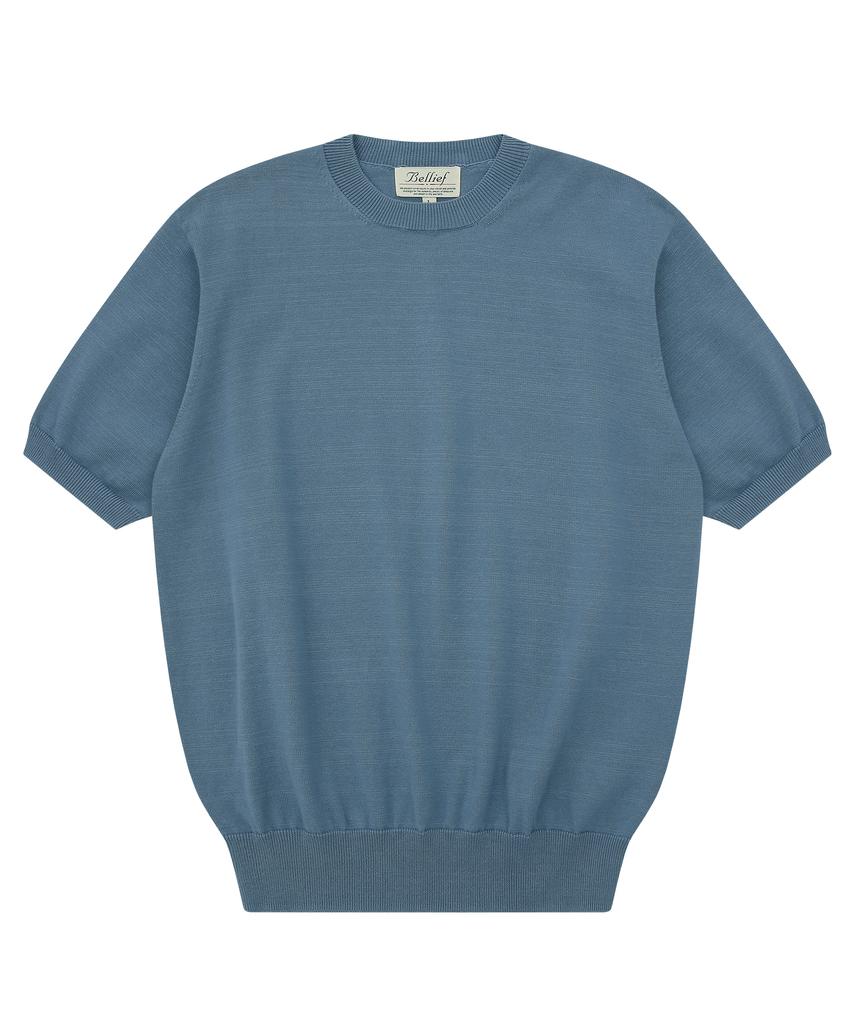 BELLIEF Essential Short Sleeve Round Knit (Marine Blue)