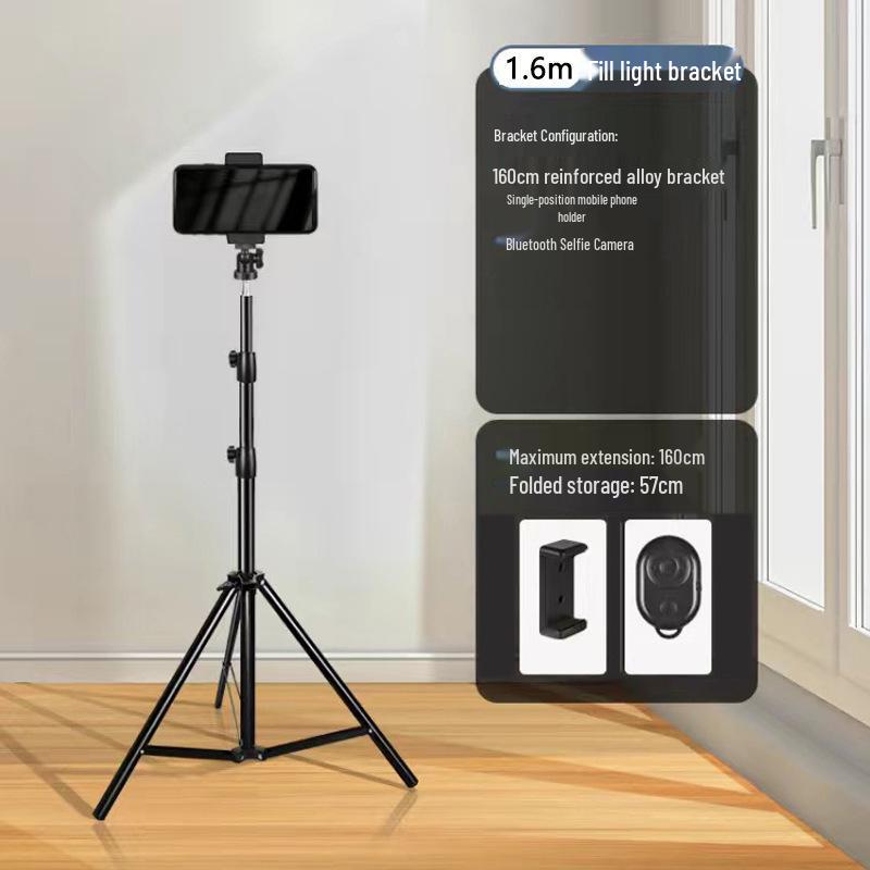 Height Adjustable Foldable Desktop Tripod with Beauty Light for Mobile Phone Photography and Live Broadcast