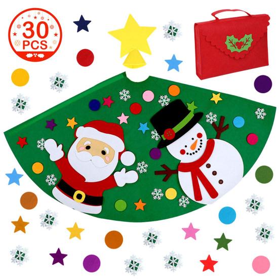 DIY Felt Christmas Tree Set 30-Piece Ornaments with Detachable Decorations Wall Hanging Festive Decor for Home Classroom