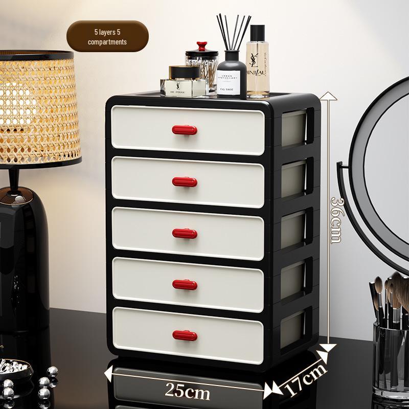 Retro-Style Plastic Cosmetic Storage Cabinet with Drawers