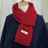 Cold-proof Knitting Wool Scarf Solid Color Winter Warmer Scarf Long Thickened Neckscarf  Winter