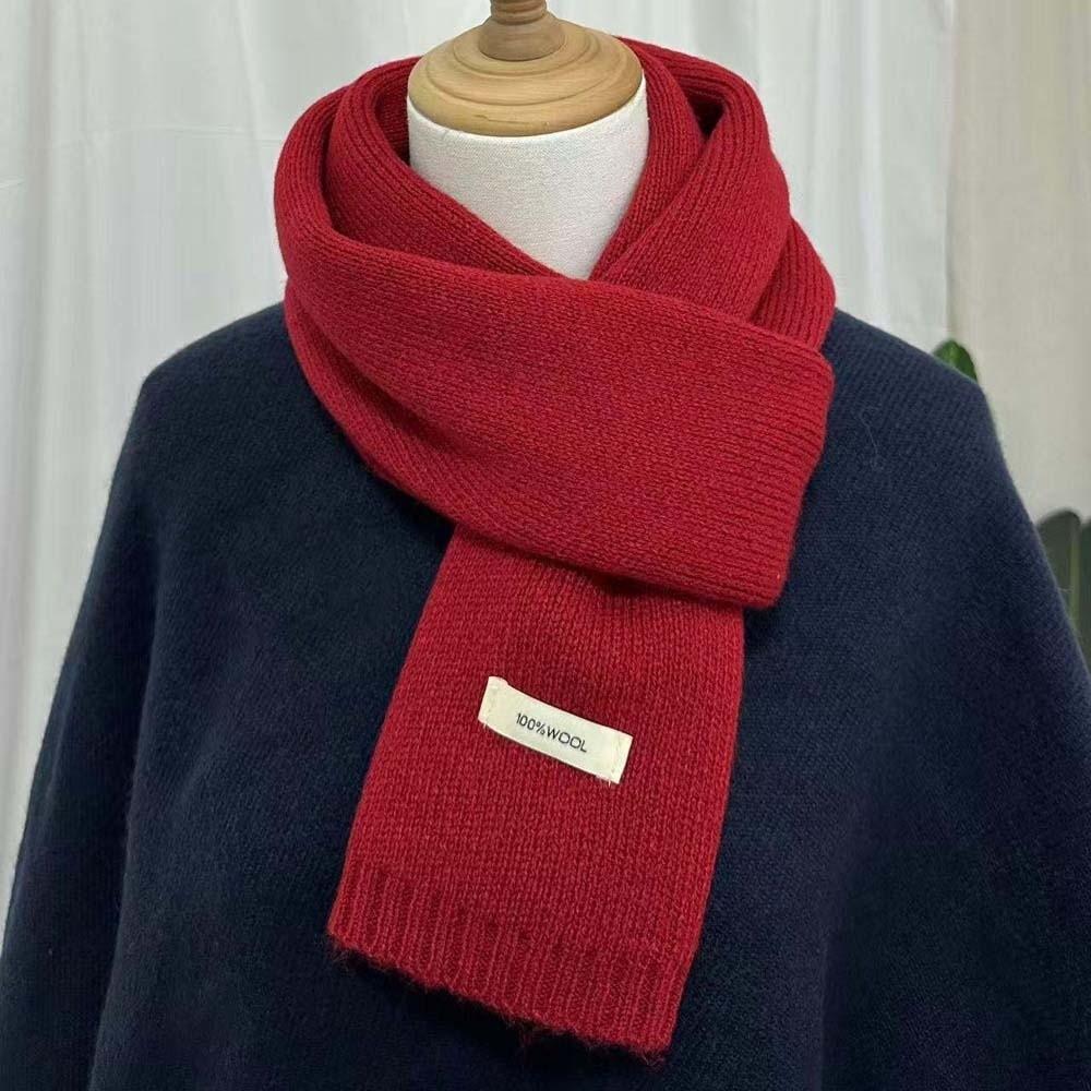 Cold-proof Knitting Wool Scarf Solid Color Winter Warmer Scarf Long Thickened Neckscarf  Winter