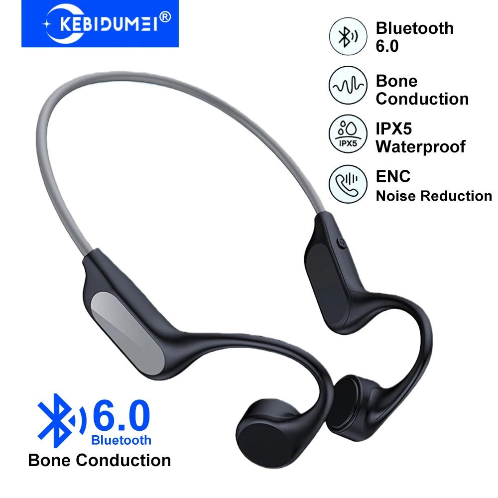 

Bluetooth 6.0 Bone Conduction Earphones Sports Wireless Headphones Neckband Headsets HiFi Stereo ENC Noise Reduction Earbuds