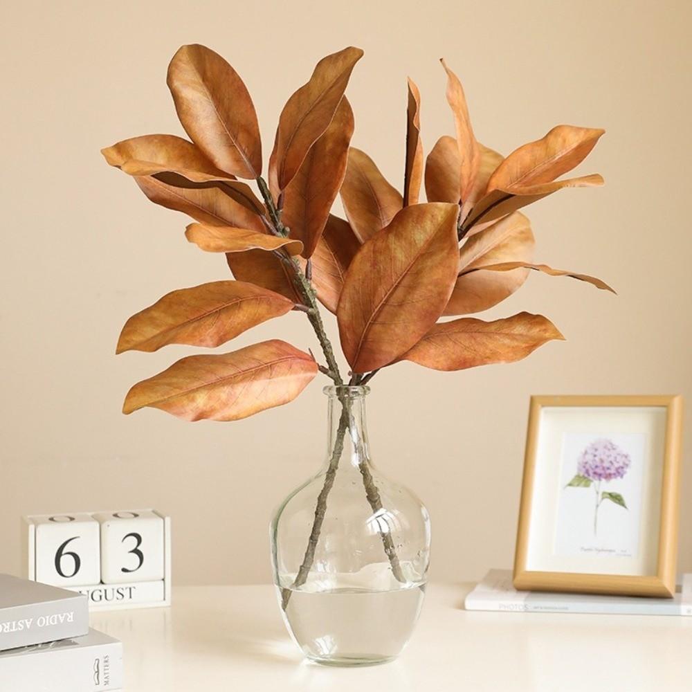 57cm Artificial Magnolia Leaves Rubber Plants Leaves Simulated Plant Branch DIY Floral Arrangement Faux Plants Home Decoration
