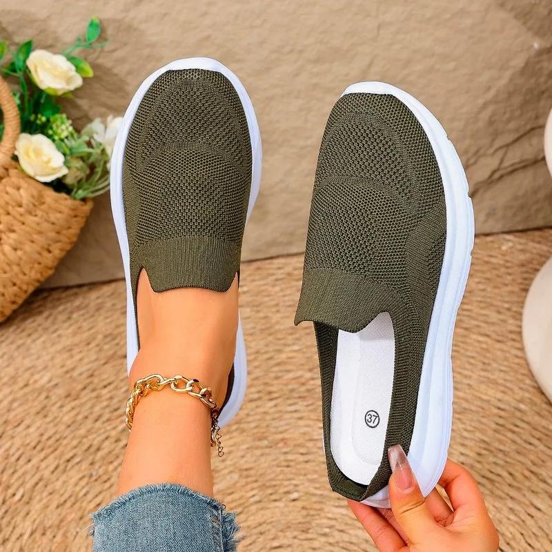 Plus Size 2025 Shoes Female Knitted Women's Vulcanize Shoes Outdoor Women Sneakers Mixed Colors Women's Casual Slippers Shoes