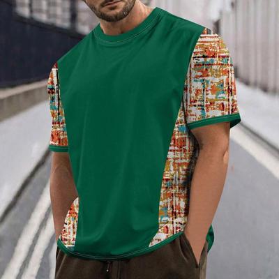 Men's T-shirt Color Block 3d Printing Summer Fashion Round Neck Loose Short-sleeved Shirt Casual Men's T-shirt