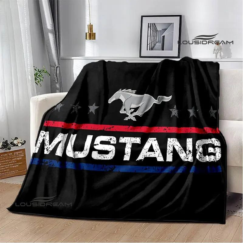 Mustang Car Logo Printed Blanket Flannel Blanket Warm Blanket Blankets for Beds Rainbow Blanket Picnic Blanket Birthday Present