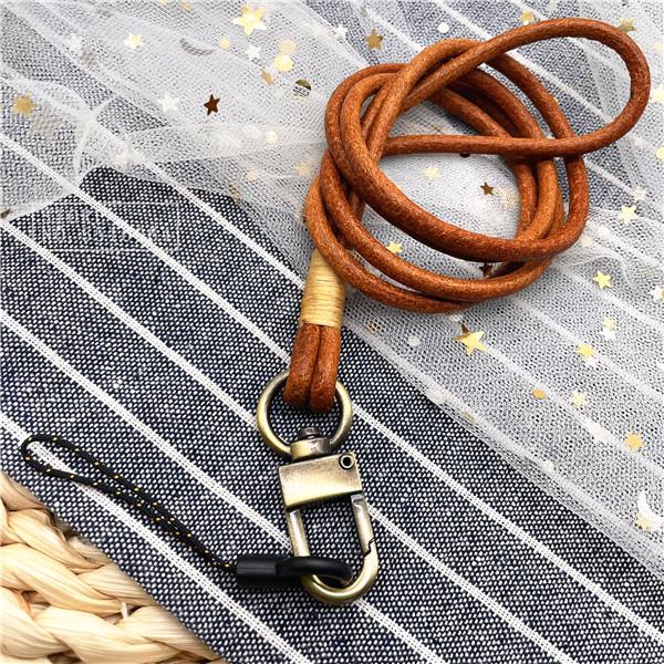 Genuine Leather Neck strap Keychains Pendant Neckline Lanyard Mobile phone Strap Charms Keyring Buckle rope Lanyard
