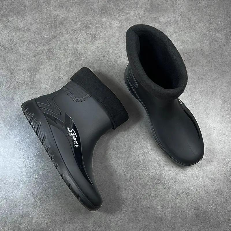 Men's  Short Tube Fashion Winter Outdoor Warmth Waterproof Anti Slip Rain Boots Work Shoes Kitchen Fishing Water Shoes