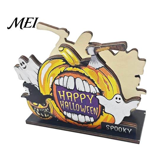 Festive Dining Table Ornament Halloween Wooden Napkin Holder, Ghost Pumpkin Decorative Tabletop Tissue Dispenser, Rustic Kitchen Counter Storage Paper