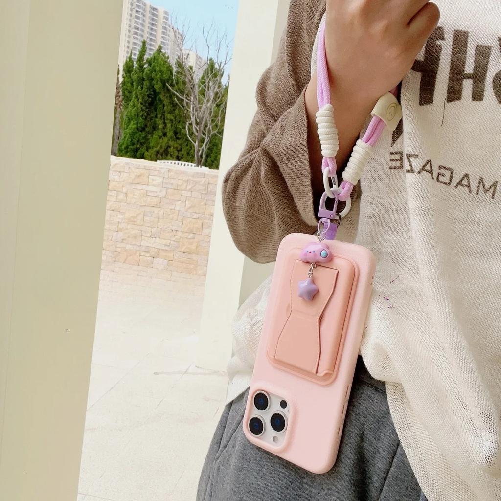 Korea Cute Cloud Pendant Hand Strap Adjustable Short Mobile Phone Lanyard For iPhone 17 Pro Max Clip-On Universal Anti-Lost Rope