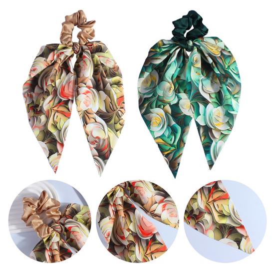 Hair Band Floral Print Bowknot Shape High Elasticity Hair Tie No Irritating Scalp Hair Rope Versatile Hair Accessory