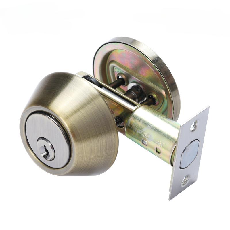 Home Door Gate Single Cylinder Deadbolt Stainless Steel Dead Bolt Door Lock Round-shape Locking Gear Door Lock Invisible Lock