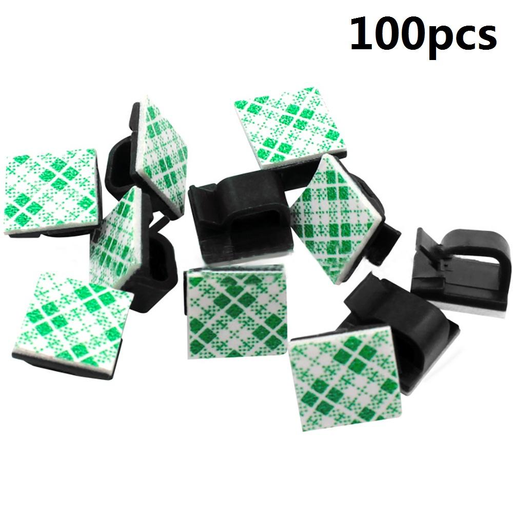 

100pcs Square Cable Clip Self-adhesive Desktop Organizer Wall Mounted Wire Holder Clamp USB Charging Date/Telephone Lines Winder чорний