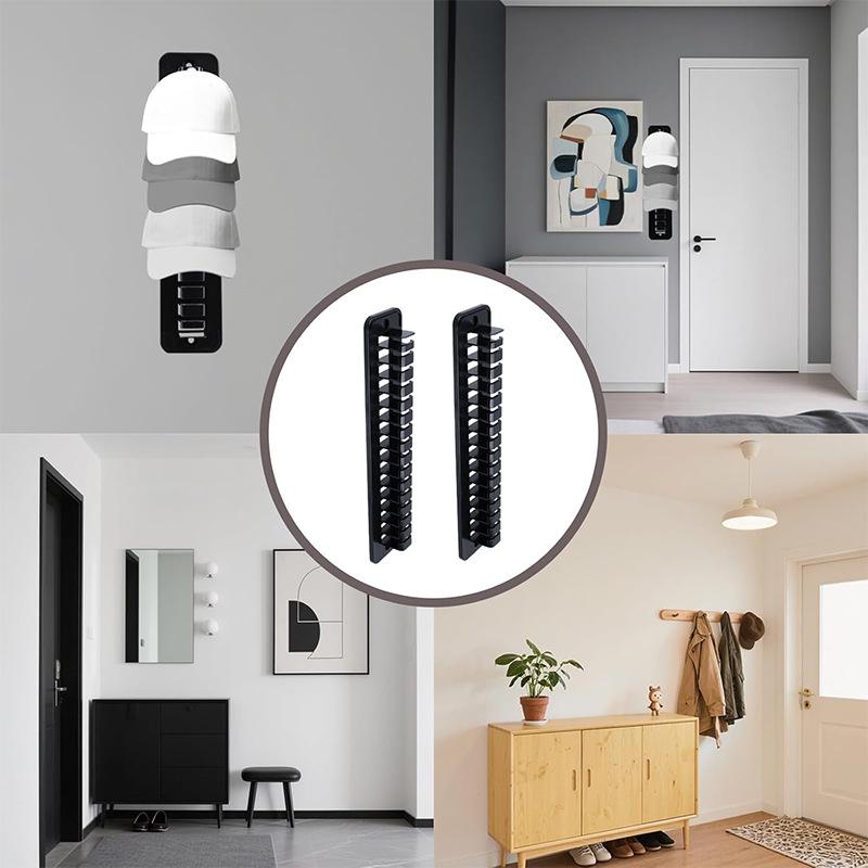 Adhesive Baseball Cap Wall Mount Rack - Holds 16 Hats, Traceless Hat Hook Storage