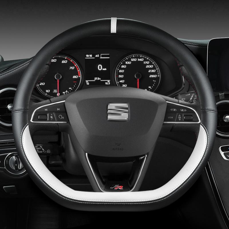Mikrofaser Leder Auto Lenkradbezug Rutschfest 38cm Für Seat Tarraco Arona Ateca Ibiza Toledo Mii Leon Arosa Exeo ST FR