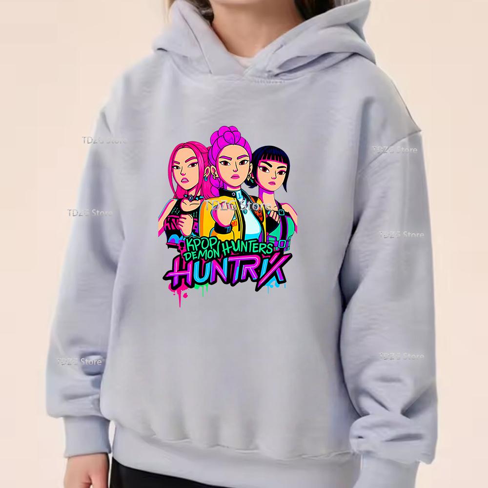 Autumn Single Girl Group KPop Demon Hunter Print Fashionable and Simple Sports Boy Girl Pullover Hoodie Children Clothing