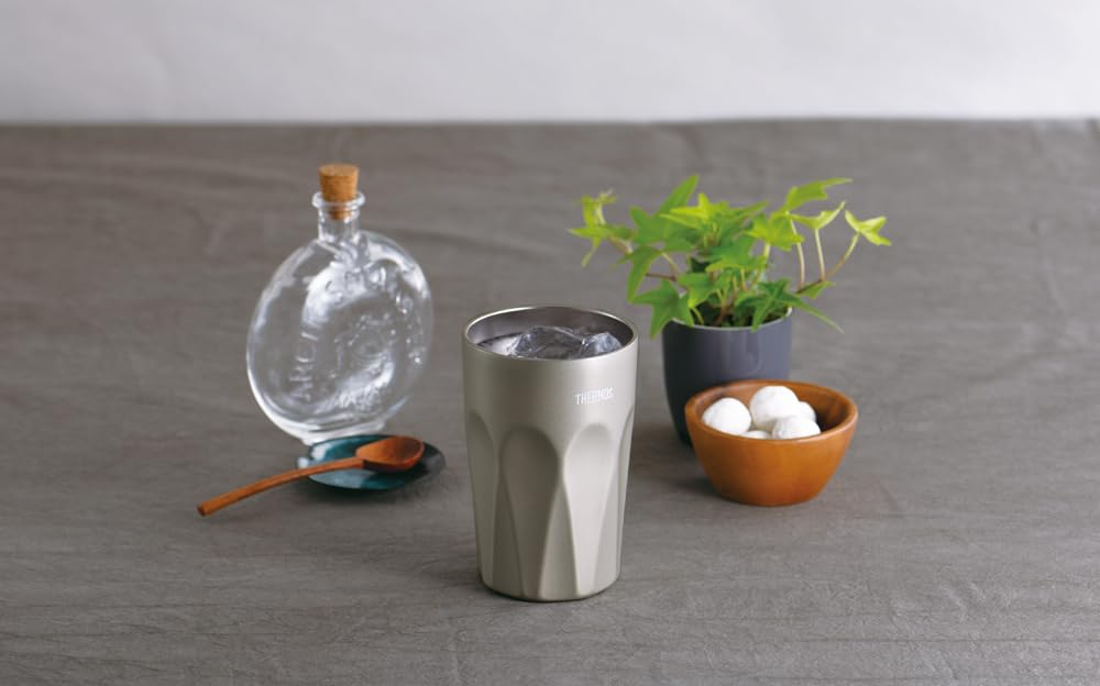 Thermos Vacuum Insulated Champagne CG Tumbler, 400ml, Gold, Glass-like Design, JTC-400