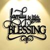 Metal Wall Art Family Blessing English Cut Out Design Holiday Home Decor Gift