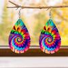 Fashion Colored Pattern Water Droplet Shaped Acrylic Earrings For All