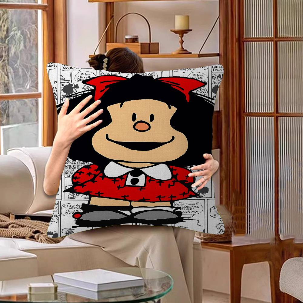 Cute Cartoon Mafalda Cushion Cover Polyester Sofa Cushions Decorative Throw Pillows Home Decoration Pillowcover