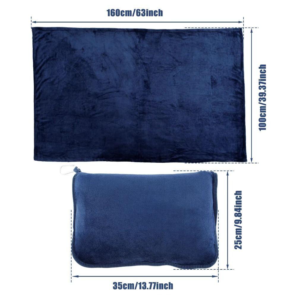 Warm Travel Pillow and Blanket Set Foldable Soft Throw Pillow Multifunctional Nap Quilt  Camping