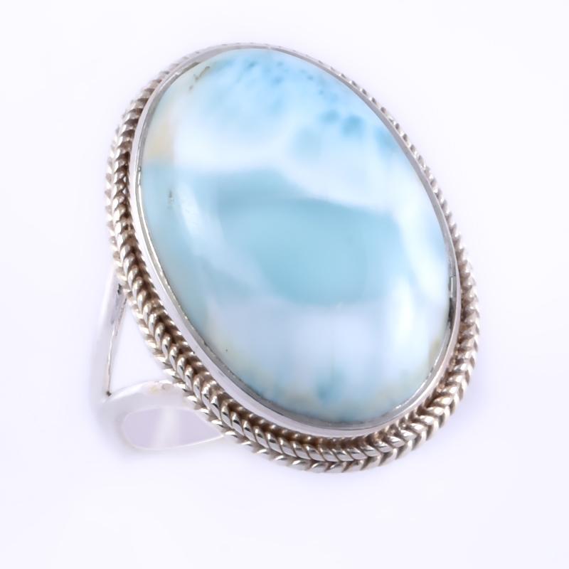 Natural Republic Larimar Gemstone Handmade 925 Sterling Silver Ring S.9" A7v67