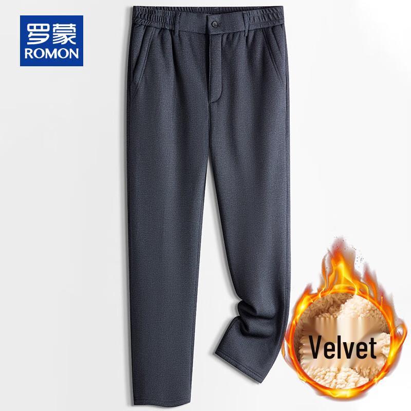 ROMON Men's Fleece-Lined Warm Straight-Leg Casual Pants