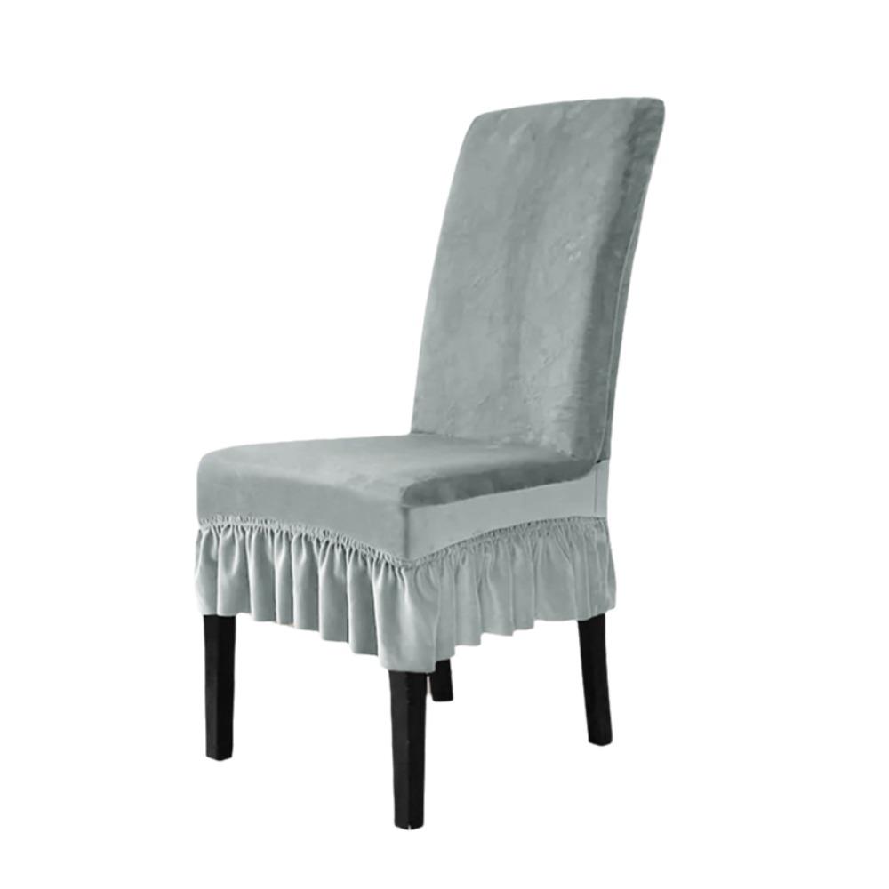 

with Ruffled Edges Chair Protector Dust Proof Chair Slipcover Simple Dinning Seat Case Wedding світло-сірого кольору