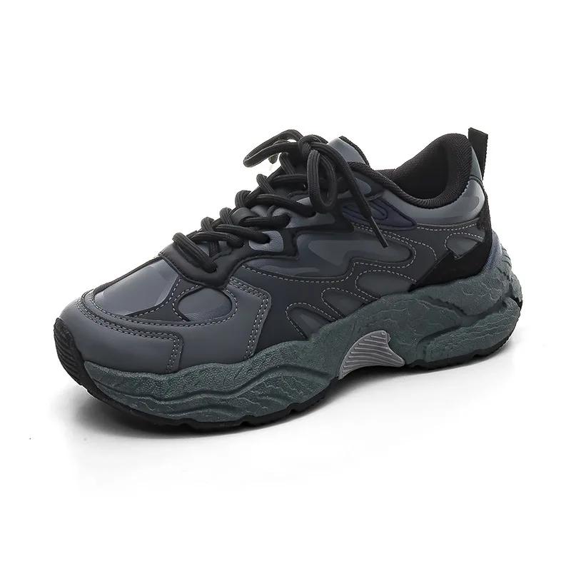 Latest Spring/Autumn Women's Lace up Color blocked Fashion Versatile Casual Shoes Thick soled Wear resistant Sports Shoes