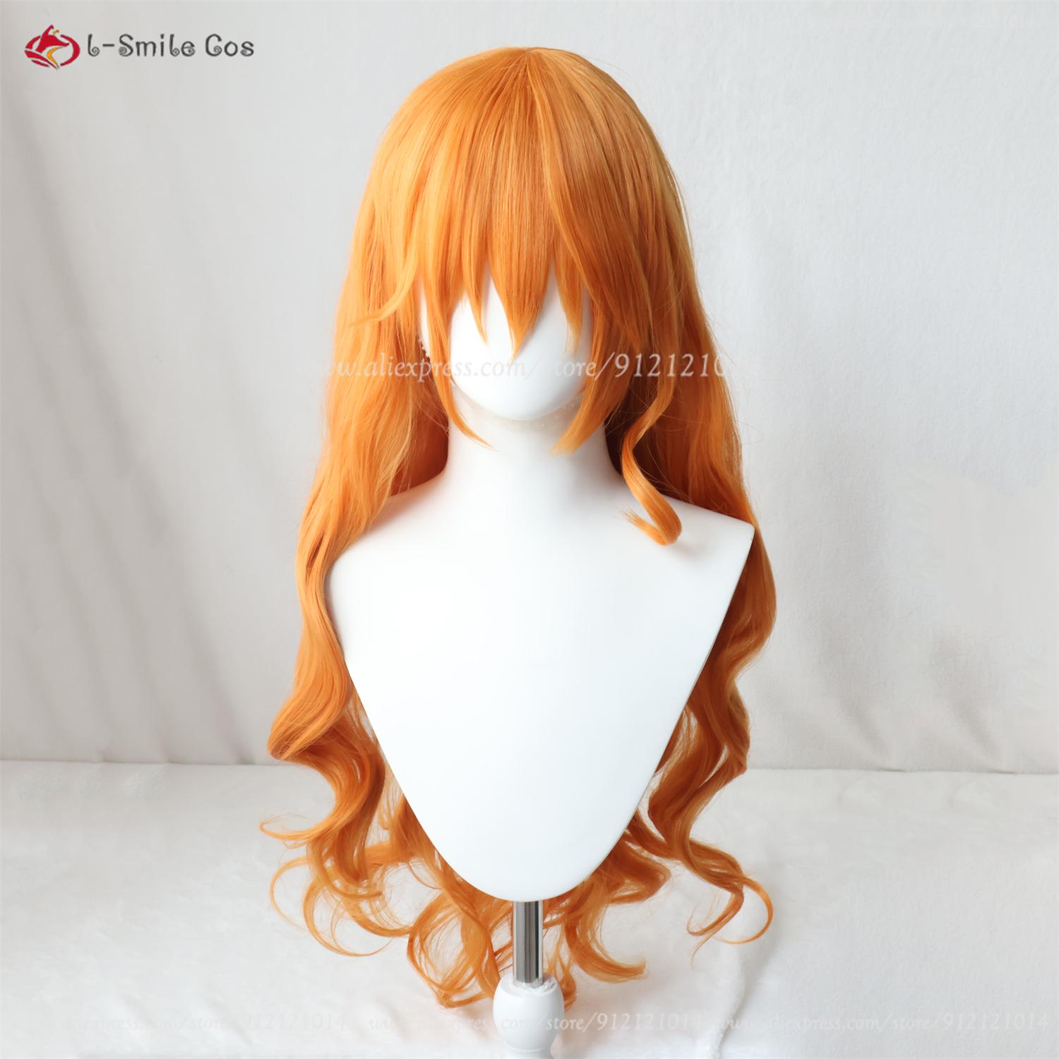 Volwassen Nami Cosplay Pruik Lang Oranje Krullend Nami Anime Pruiken Hittebestendig Synthetisch Haar Halloween + Pruikenkap One Size