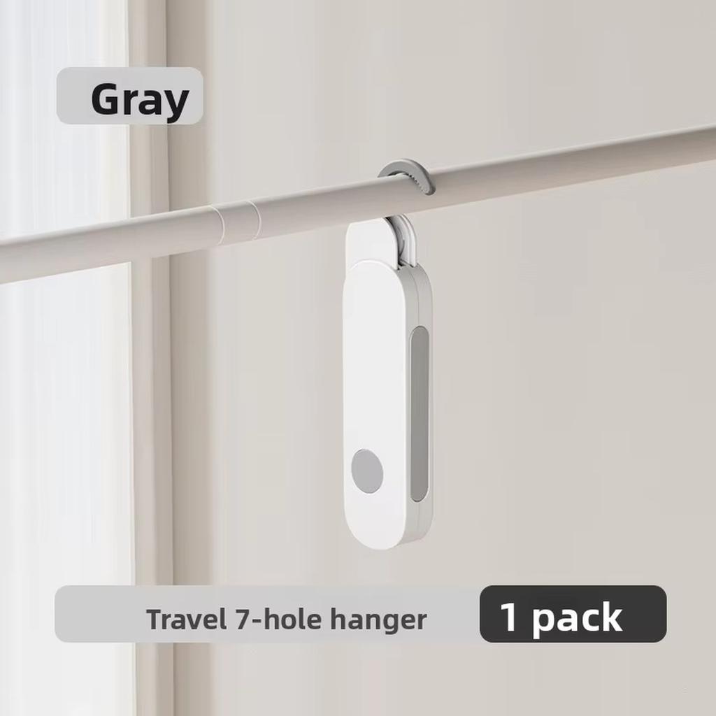 Portable Folding Clothes Hanger with Seven Holes Travel Multi Function Drying Rack for Hotel Business Trip Compact Space Saving Design