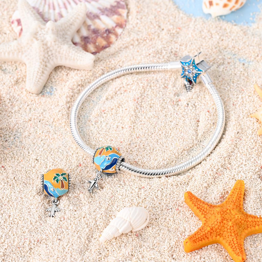 Silver Plated Summer Style Butterfly Sea Turtle Charms Beads Fit Original Bracelets Exquisite DIY Jewelry Gift