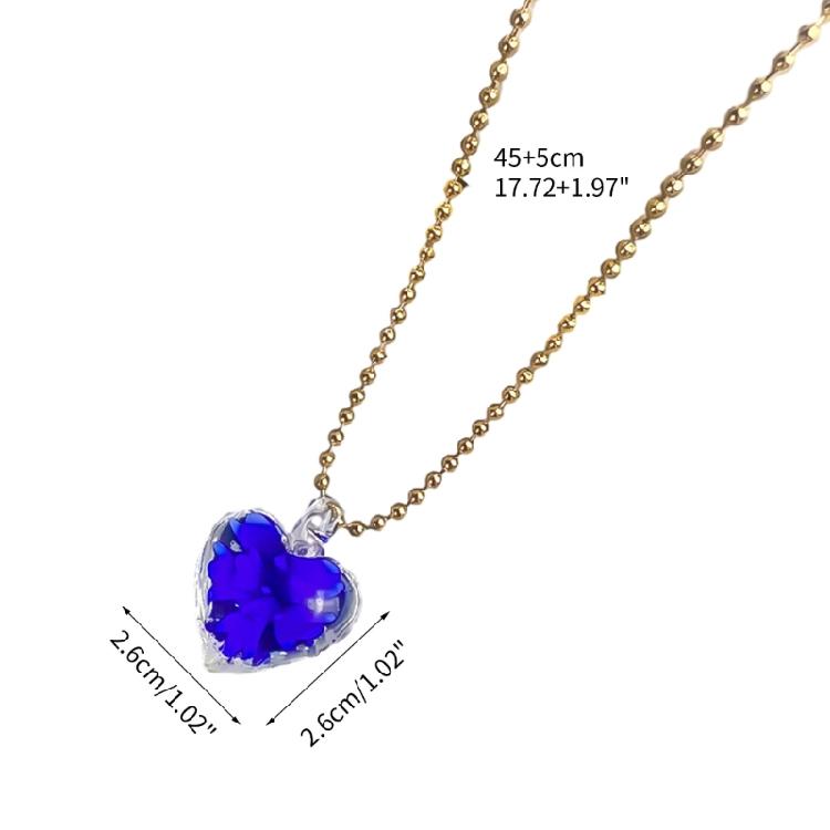 Heart Pendant Collarbone Chain Heart Choker Colored Glaze Material for Girl Teen